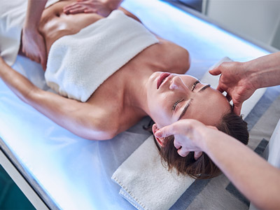 A girl having a massage on a spa day in Prague
