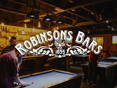 People playing pool with the Robinsons logo overlayed 