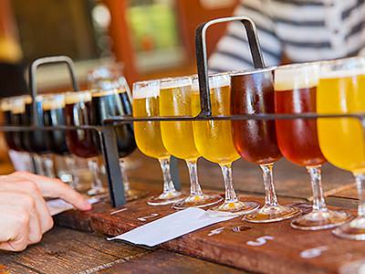 A sample rack of beers and ales 