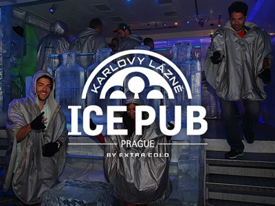 People dressed in silver coats to keep them warm in the Ice Bar in Prague