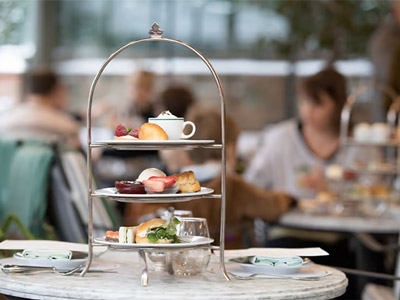 An afternoon tea on a three tier stand