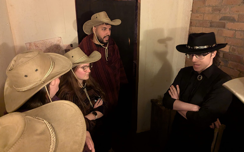 Our staff trying some Moonshine 