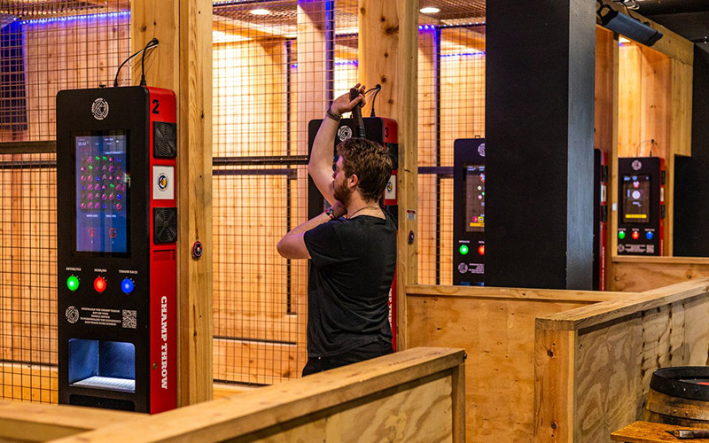 An over the shoulder axe throw 