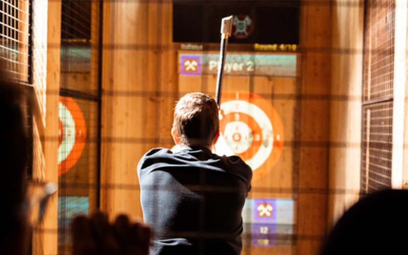 Can you get the axe to hit the target? 