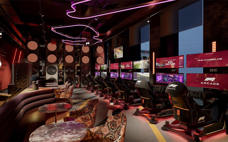 F1 simulated racing meets drinking 