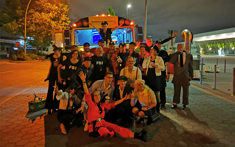 Head aboard an American school bus just for your group 