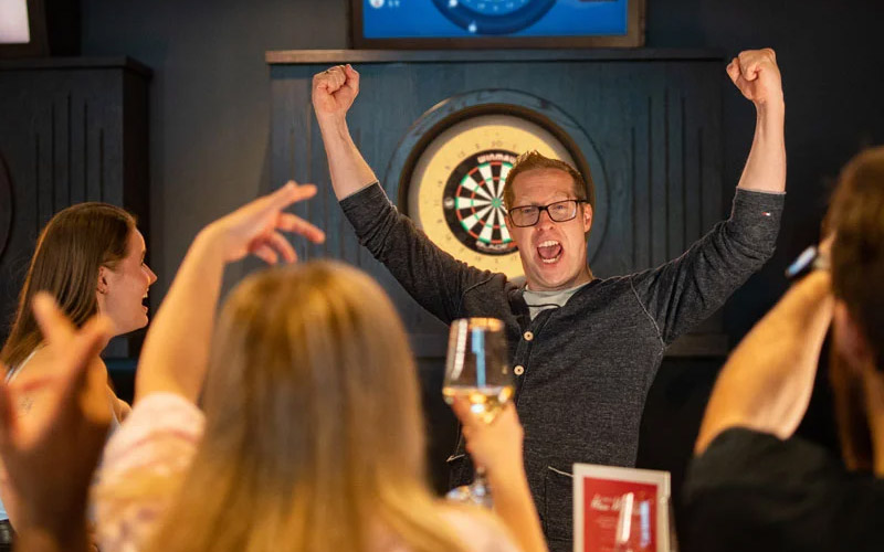 Get to play electronic darts where the board does the maths 