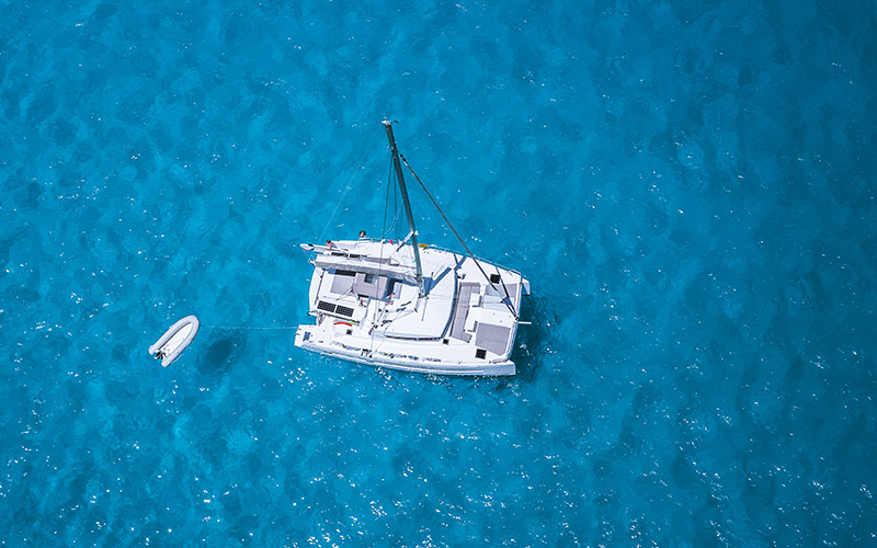 The catamaran is exclusively for your group