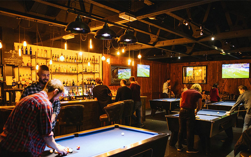 There are 8 pool tables here in total 