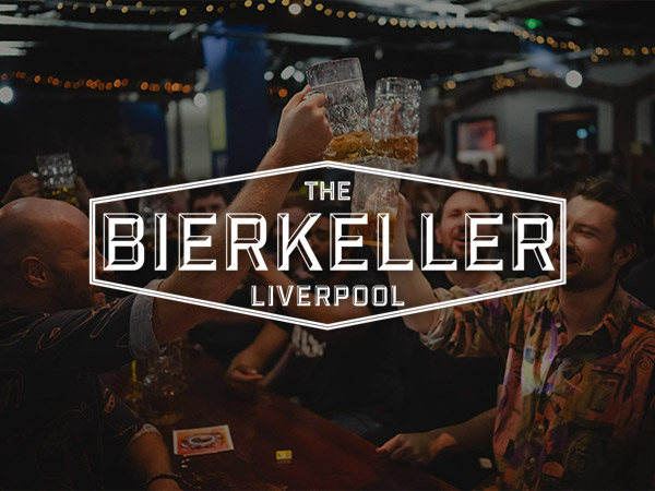 The exterior of Bierkeller in Liverpools, with seating and plants in the foreground