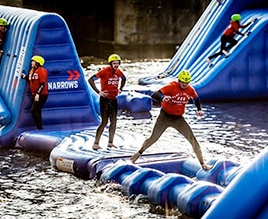 A hen do takes part on the Water Wipeout
