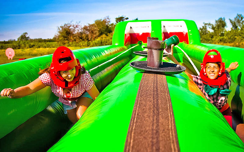 Two girls playing on the West Country games