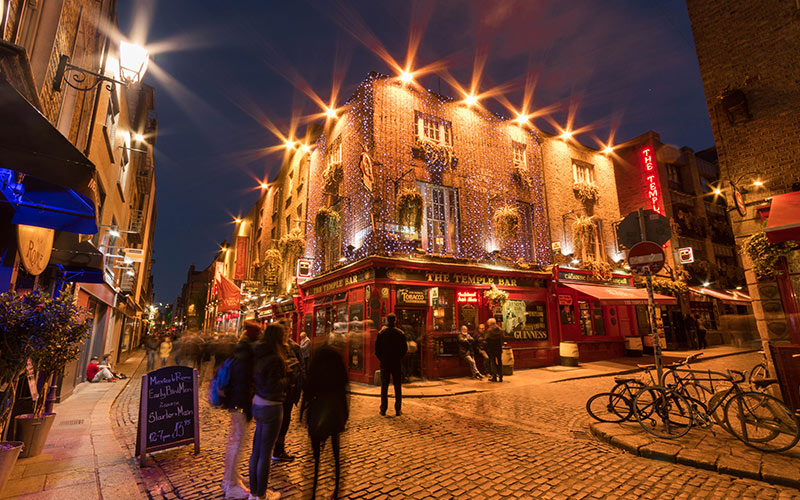 The Temple Bar in Dublin at night time
