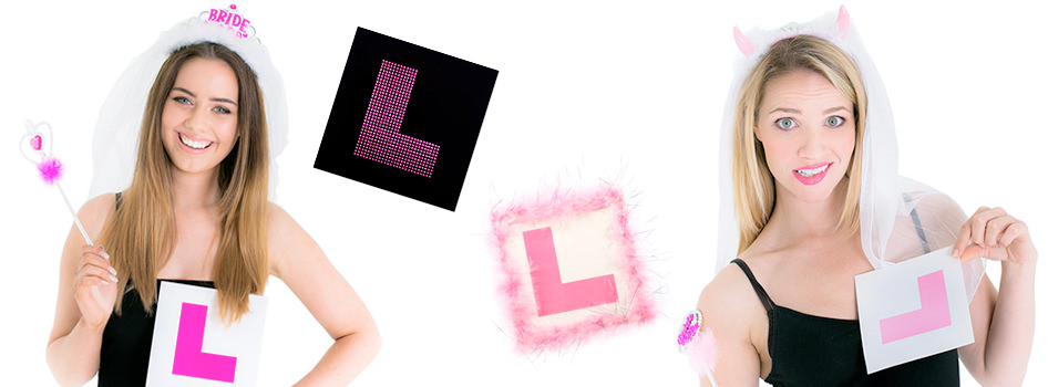 L plates in different styles and colours.