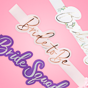 The pack of six team bride sashes.