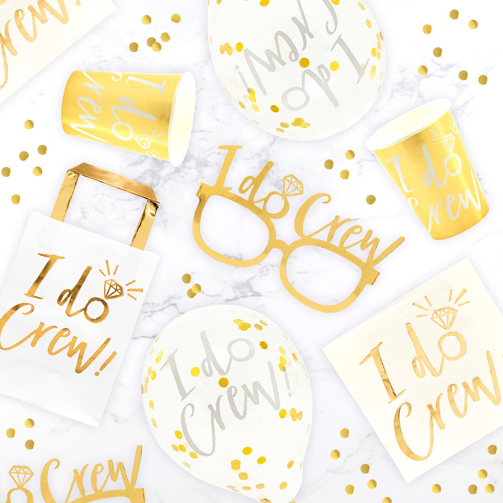 I do crew collection, bags sashes and cups all in gold and cream colours.