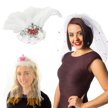 Three different hen party veils being modelled.