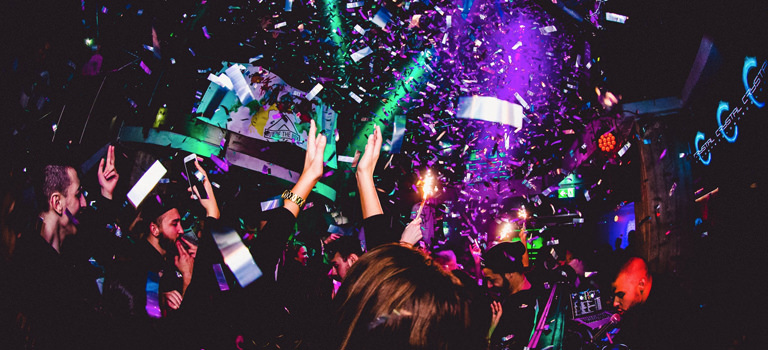A party atmosphere in a nightclub