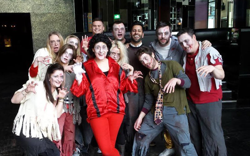 Some people in Halloween fancy dress in Bath