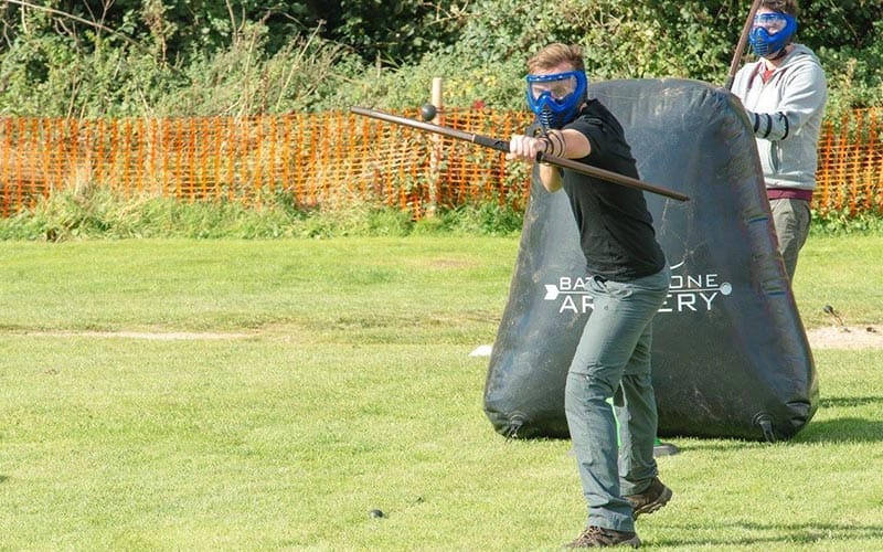A man playing Battle Zone archery
