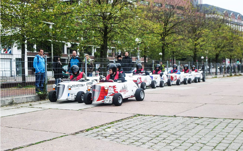 Some men in tiny karts in Hamburg