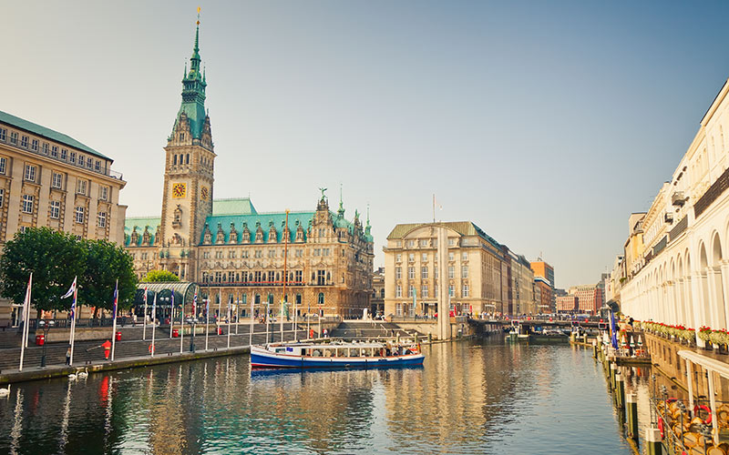 A scene over the river in Hamburg