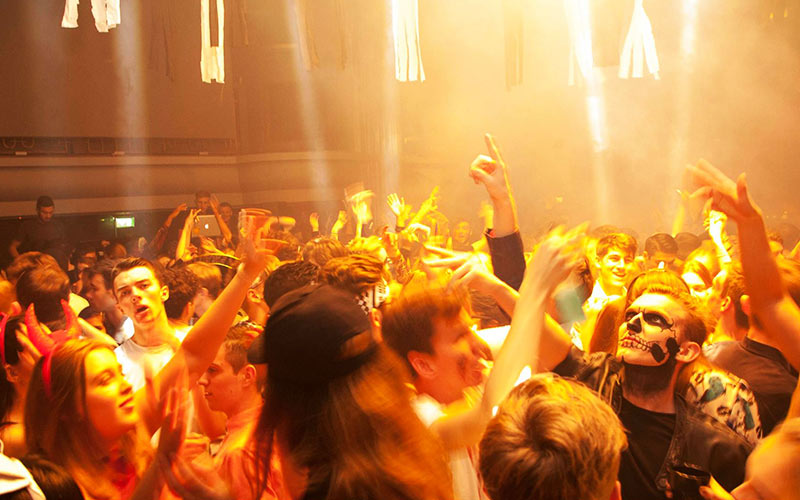 Some people dressed up in a club in Nottingham