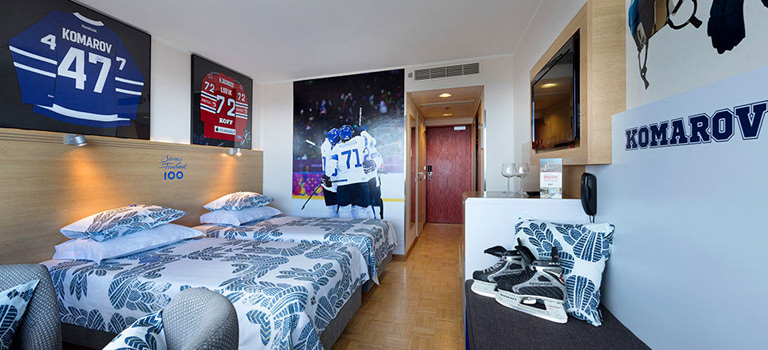 A hockey themed bedroom