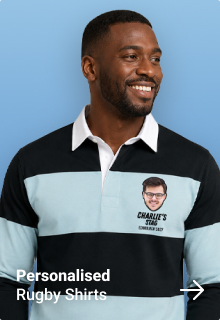 A male model wearing a custom yellow and green footie shirt which has been personalised with a badge design that has a picture of a man in it with the custom text The Groom