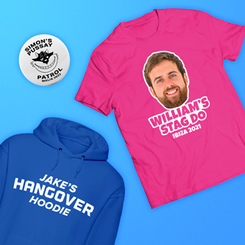 A model wearing a black T-shirt with a photo print on the front.