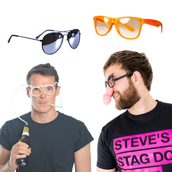 Two models wearing different pairs of glasses.