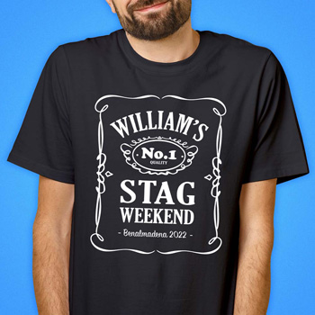 A model wearing a personalised t-shirt