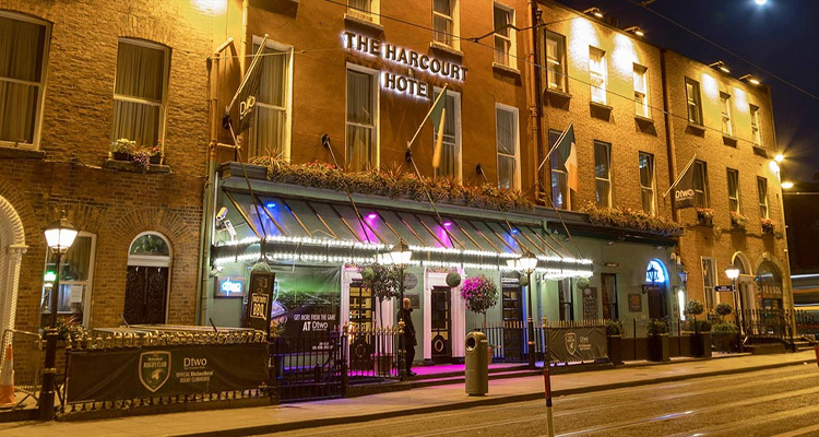 The exterior of Copper Face Jacks, Dublin, at night