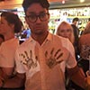  A man with two hand prints on him