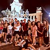  A group shot next to a monument in Budapest 