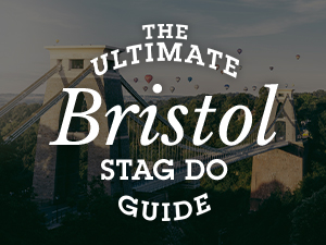 The Clifton Bridge with The Ultimate Bristol Stag Do Guide layered over it 