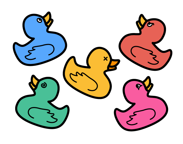 An illustration of rubber ducks
