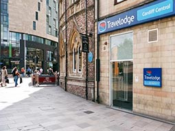 The exterior of Travelodge Cardiff Central