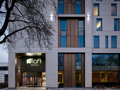 An exterior view of Aloft Birmingham Eastside.