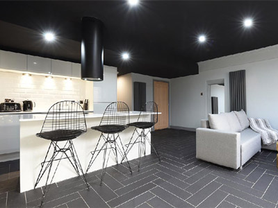 Open plan kitchen and living area 