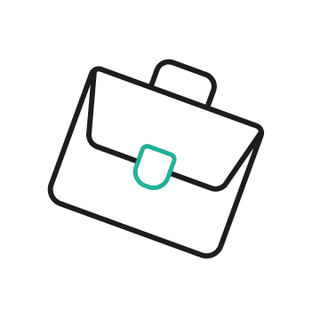 An illustrated icon of a briefcase