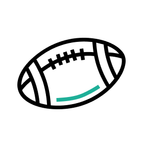 An illustrated icon of a rugby ball