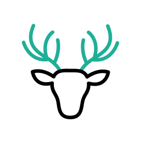 An illustrated icon of a stag