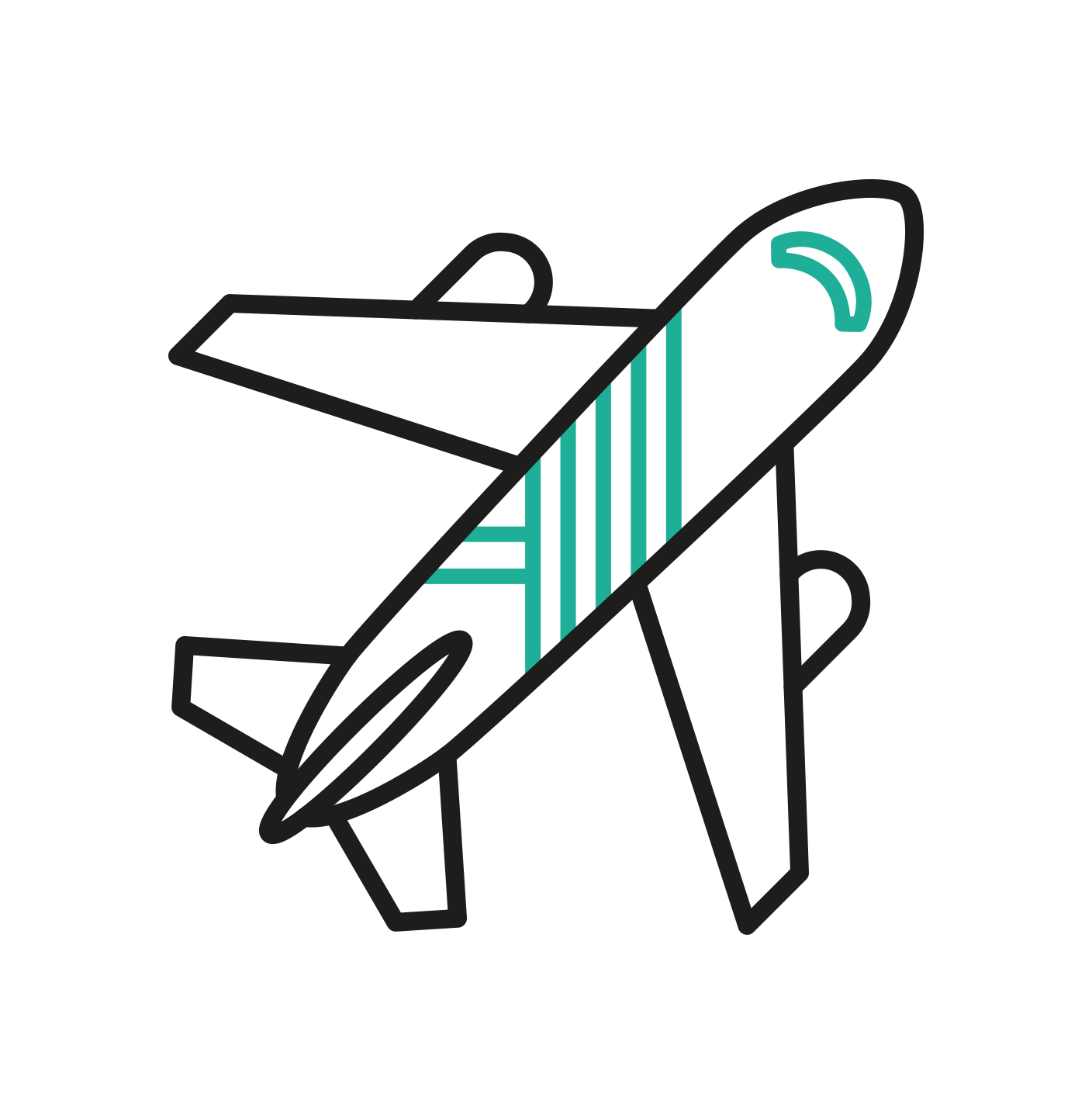An illustrated icon of an airplane