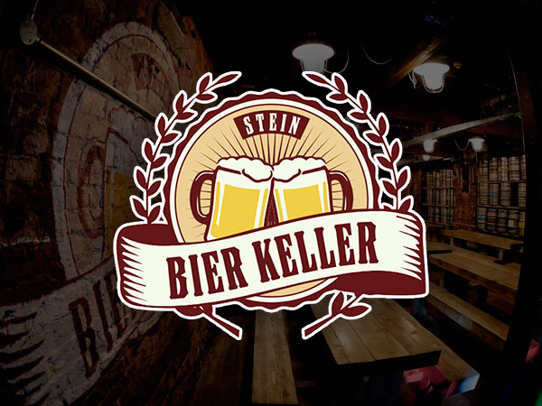 The interior of Bier Keller, Newcastle, with wooden benches and seats