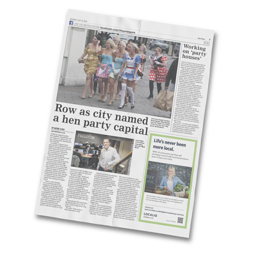 The York Press - Newspaper article about York Hen Nights featuring comment from Matt Mavir & Last Night of Freedom