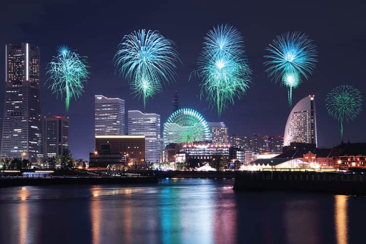 Hamburg Port Festival fireworks at night