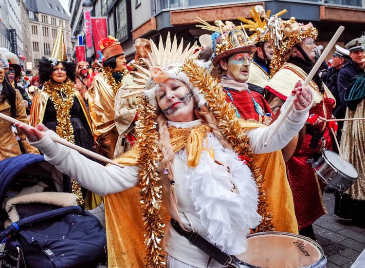 A woman dancing at the Cologne Carnival