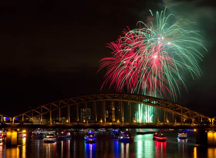 Fireworks lighting up the River Rhine