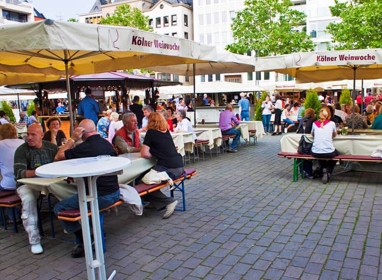 Visitors drinking at Cologne's Wine Week